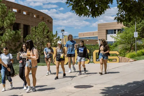 Students walking together on campus