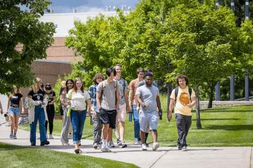 Students walking outside